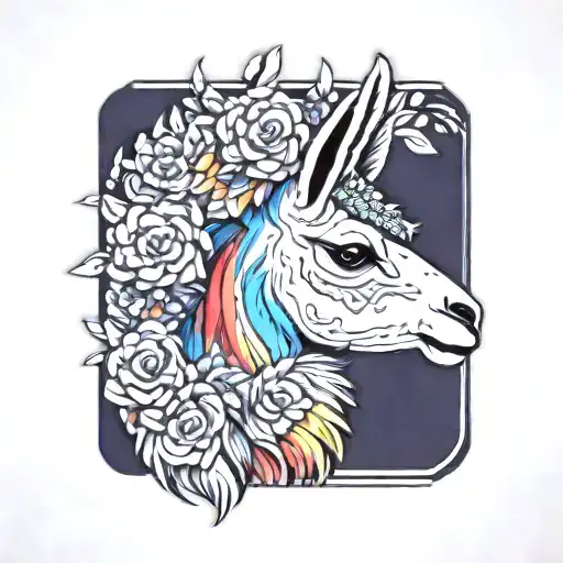 Colorful Llama With Flower Crown
