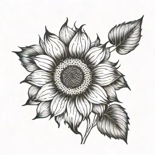 Minimal Fine-line Sunflower Blooming