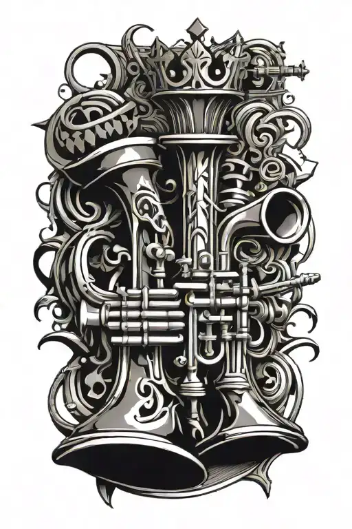 A Trumpet Intertwined With King Chess Piece