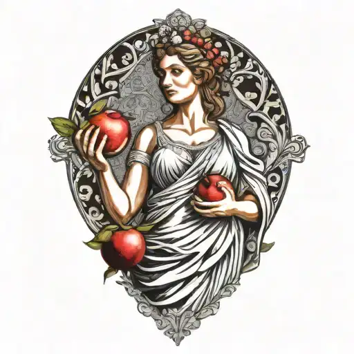 Greek Goddess Holding A Pomegranat Right Hand