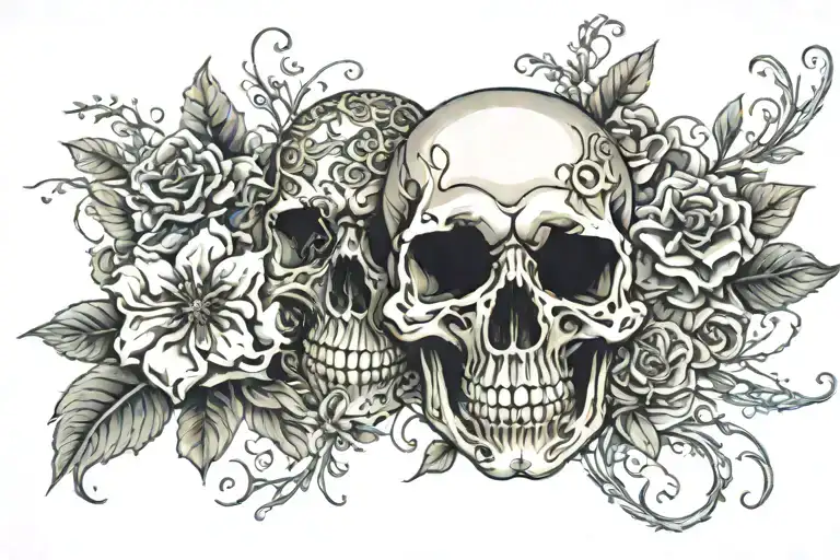 Skeleton And Skull Flowers Wrapped