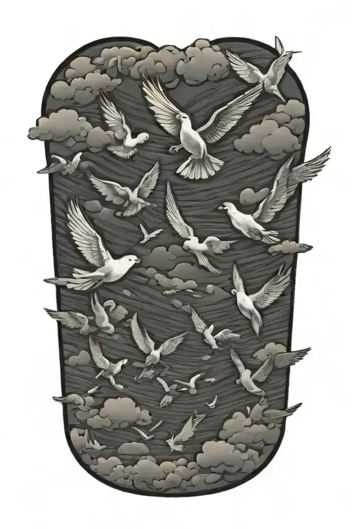 Clouds And Doves Flying