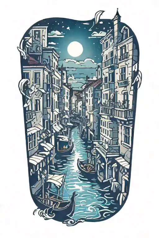 Venice At Night With Bright Lights