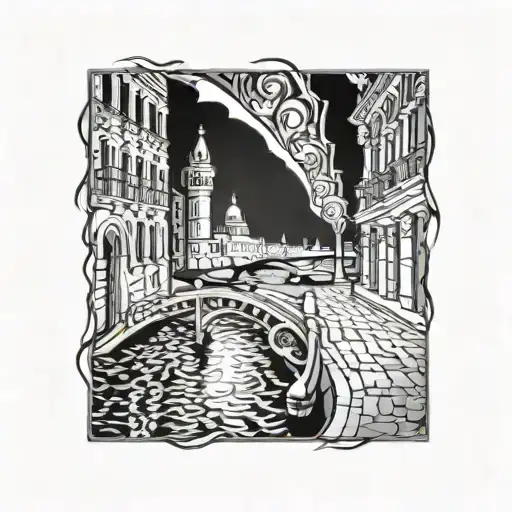 Venice At Night With Bright Lights