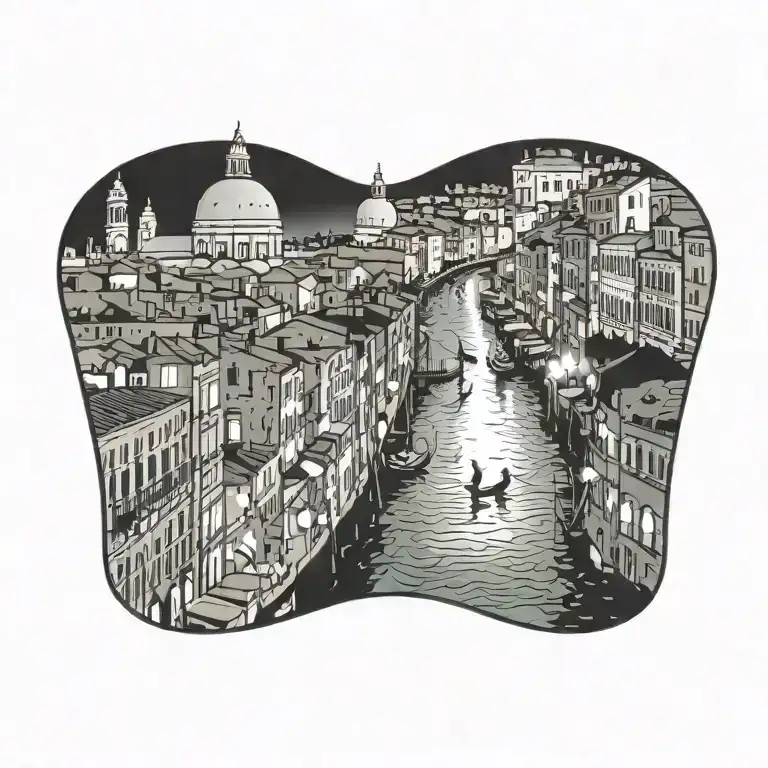 Venice At Night With Bright Lights