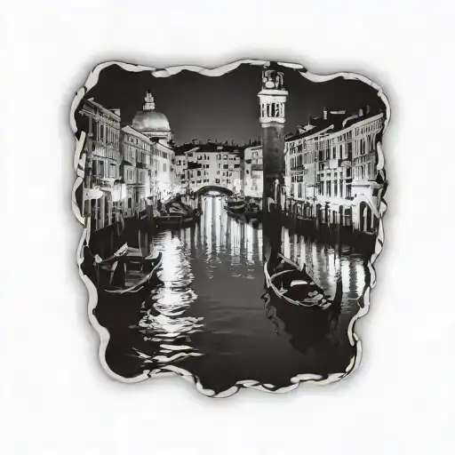 Venice At Night With Bright Lights