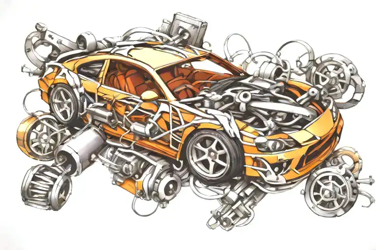 Car Parts Intertwined