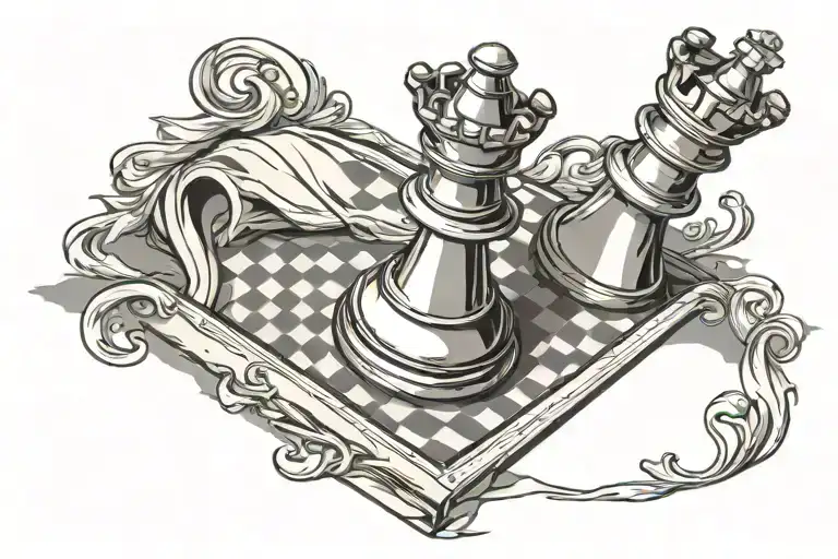 Chess Piece Pawn With Shadow Of King Piece Opens Sail Tattoo