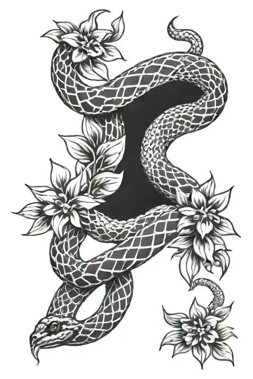 Snake With Flowers