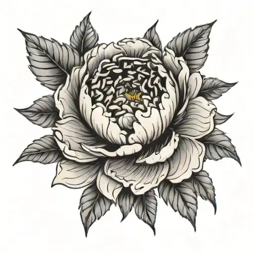 Peony Flower Large Black Leaves