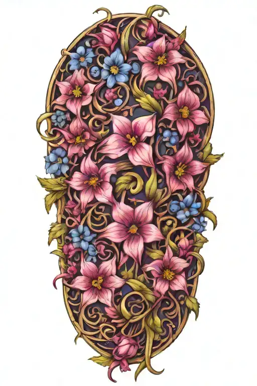 A Vine Of Intertwined Purple And Blue Wild Flowers