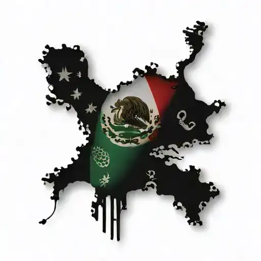 Mexican Flag American Flag Intertwined Within