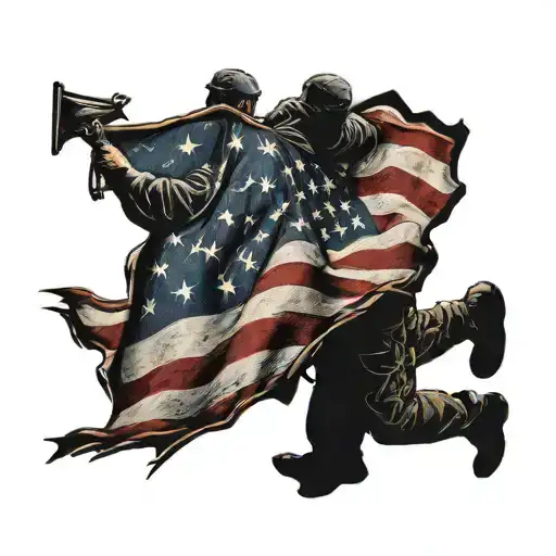 Veteran Holding Usa Flag Waving