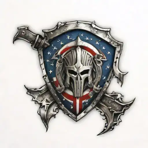 Patriotic American Flag With Spartan Shield