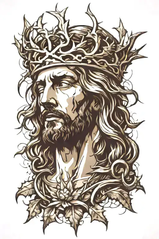 Jesus With Thorns Crown Surrounded