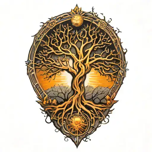 Tree Of Life And Sun And Moon