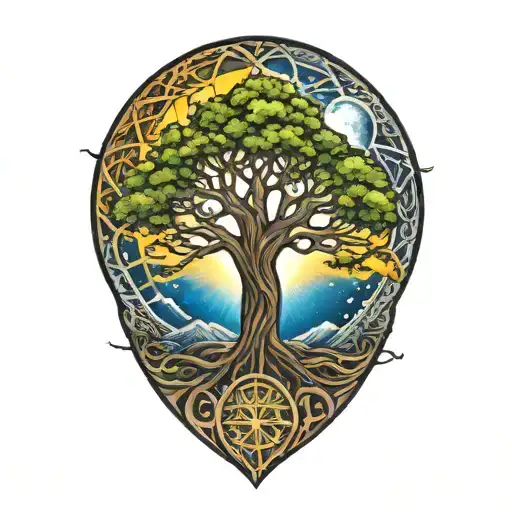 Tree Of Life And Sun And Moon