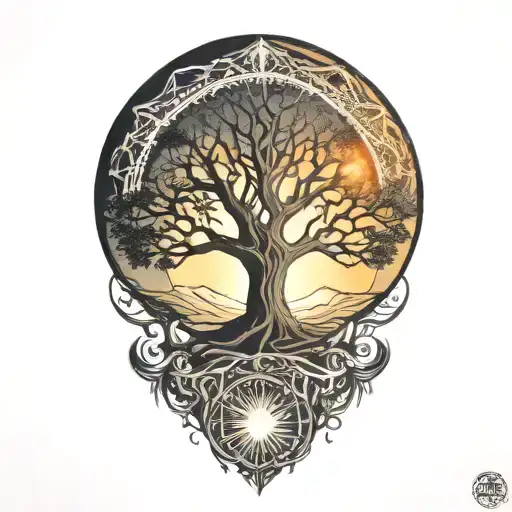 Tree Of Life And Sun And Moon