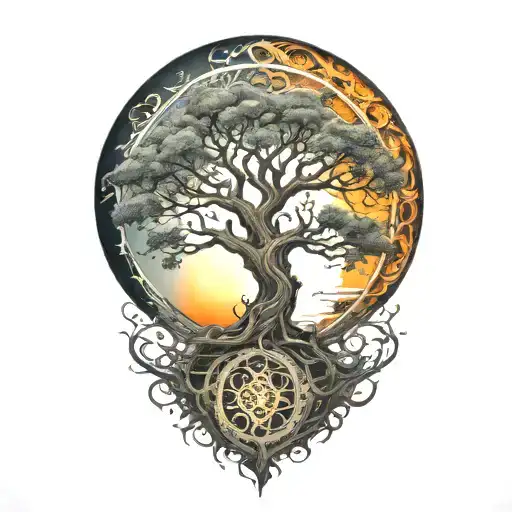Tree Of Life And Sun And Moon
