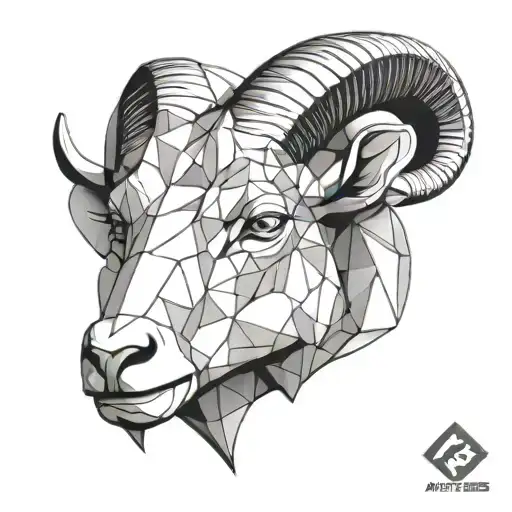 Aries In Half Realistic And Half Geometric Style