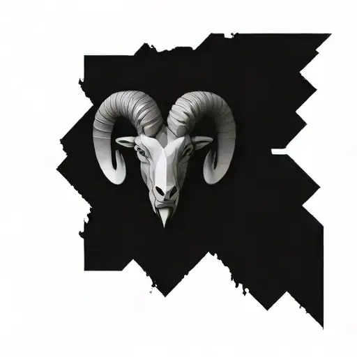 Aries In Left Realistic And Right Geometric Style