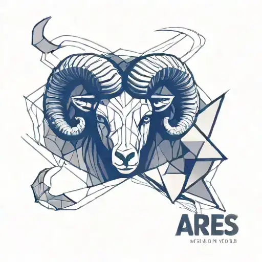 Aries In Left Realistic And Right Geometric Style