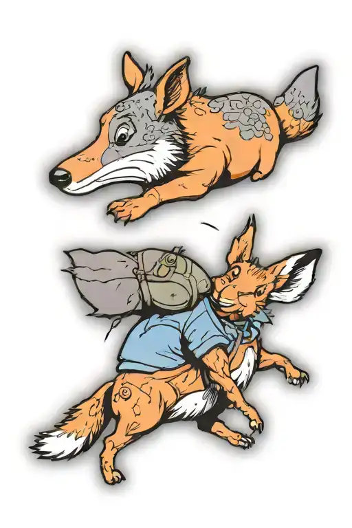 Eeyore And A Fox With A Rabbit