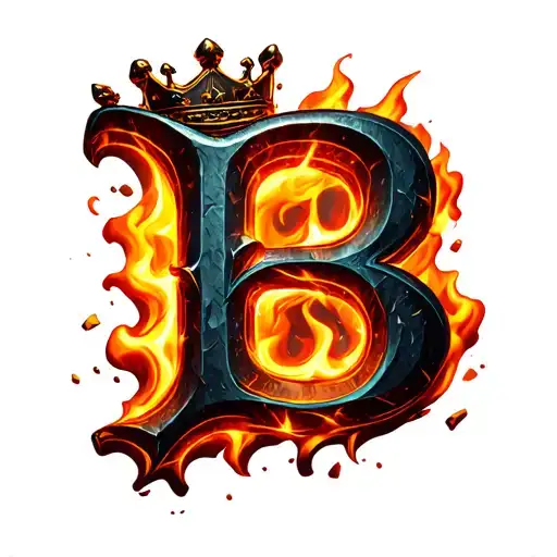 Letter B With A Crown On Top Make The Whole Thing Look Like Its On Fire