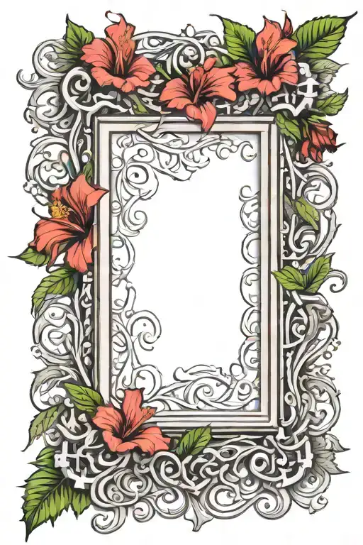 Picture Frame Made From Hibiscus And Thorny Vines