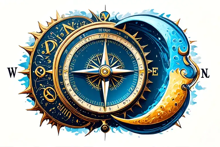 Compass Timepiece Love Sun Moon