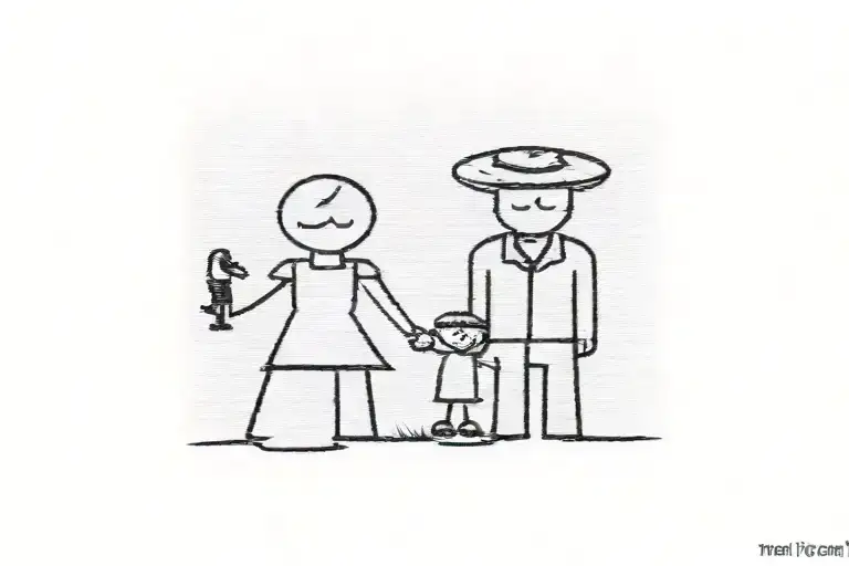 Silhouette Of A Family With 2 Teens With Music Incorporated Into The Design