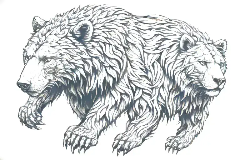 Bear And Lion Hugging Each Other