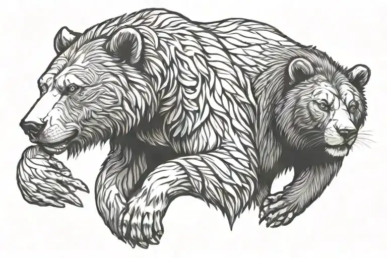 Bear And Lion Hugging