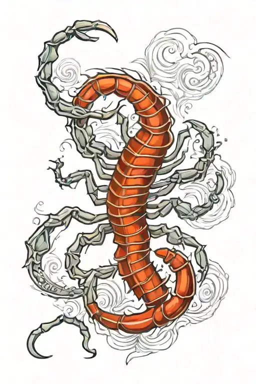 Scorpion With Chysanthenmum