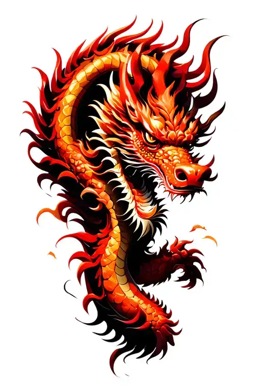 A Red Chinese Dragon Flying Dynamically