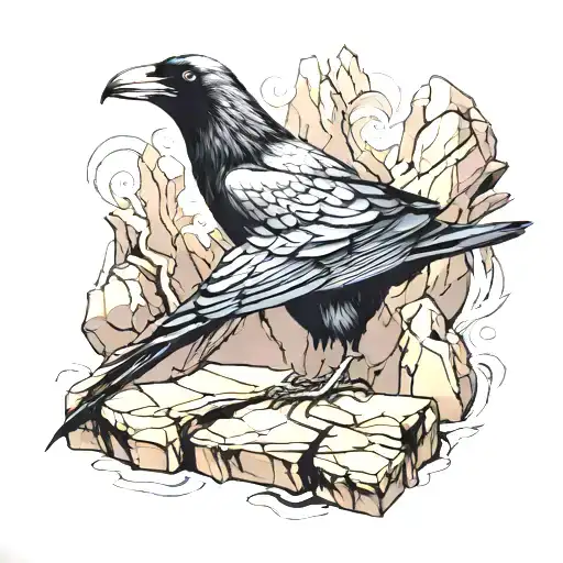 Crow Carved Into The Rock