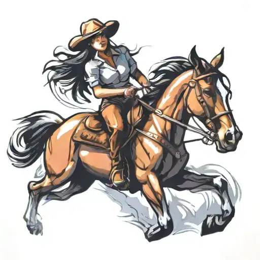 Cowgirl Riding A Horse