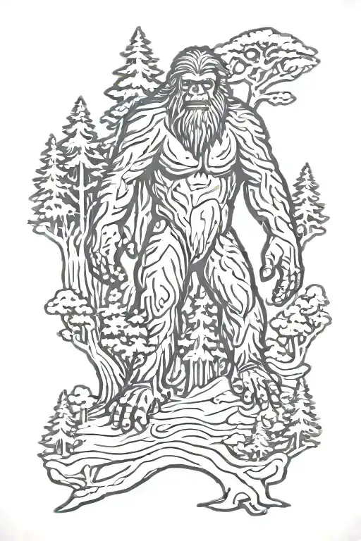 Bigfoot Figure Among The Trees