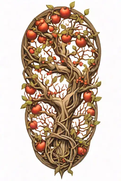 Biblical Eve Apple Tree Intertwined
