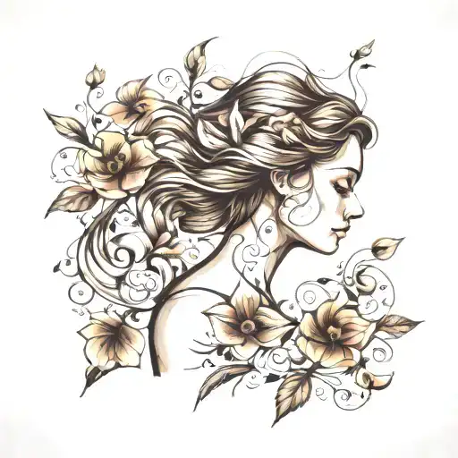 Woman And Wind And Flowers