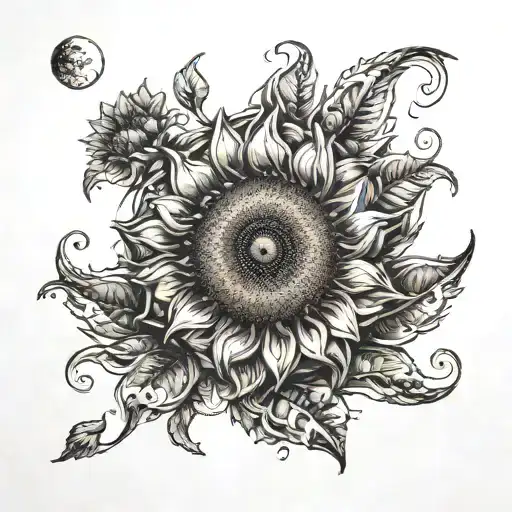 Sunflower Blooming Full Moon