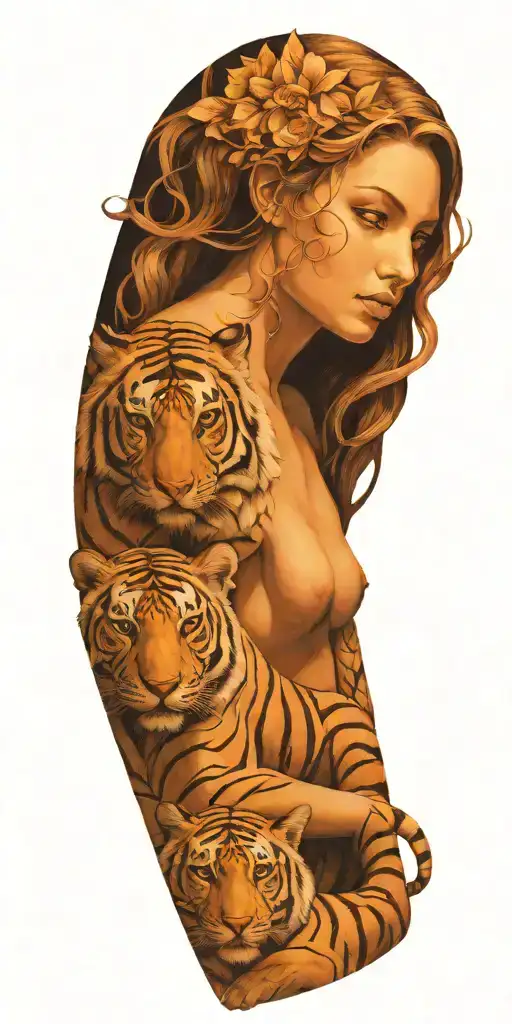 Angel Woman And Tiger