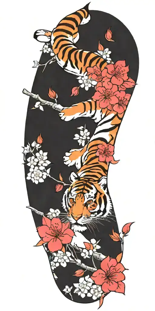 Tiger And Cherry Blossoms