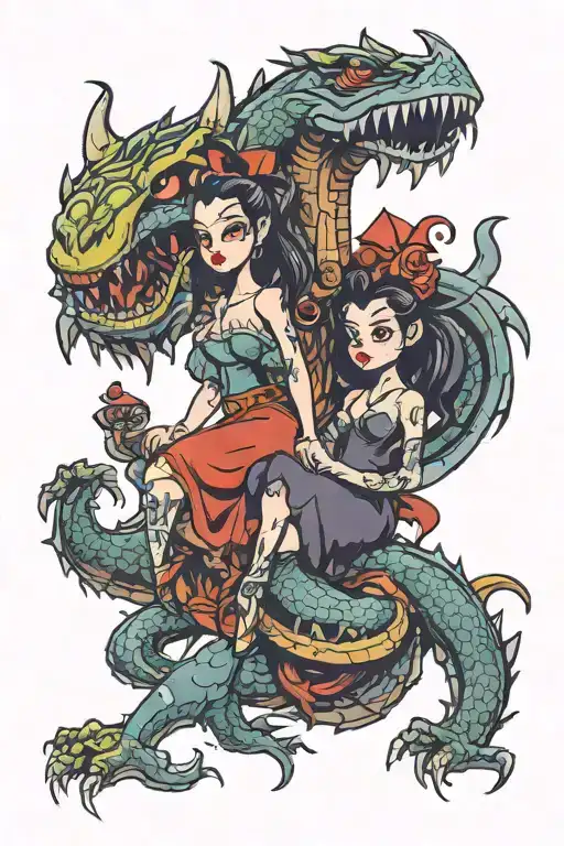 Two Evil Step Sisters With Conjoint Monster Old School Chinse
