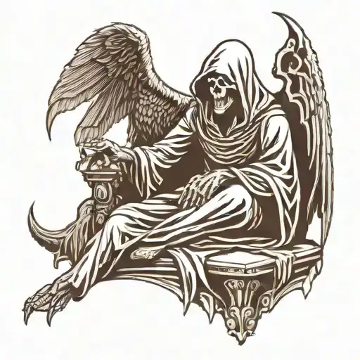 Grim Reaper With Raven Sitting