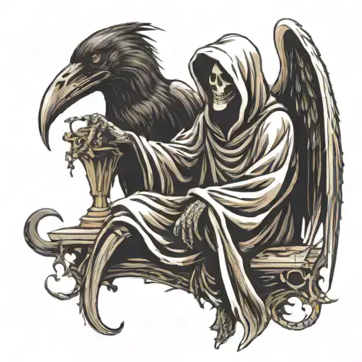 Grim Reaper With Raven Sitting