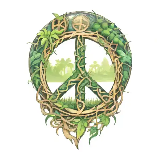 Peace Sign Intertwined With Amazon Jungle Scene