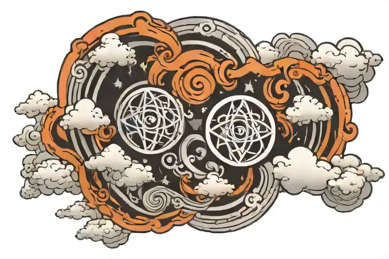 Gemini Symbol Surrounded By Clouds