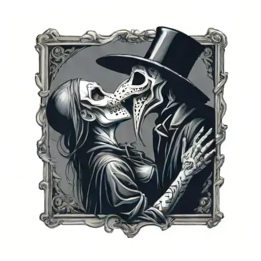 Plague Doctor And Beautiful Girl Kissing Each Other