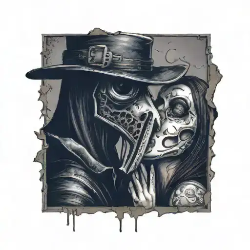 Plague Doctor With Beautiful Girl Kissing Each Other